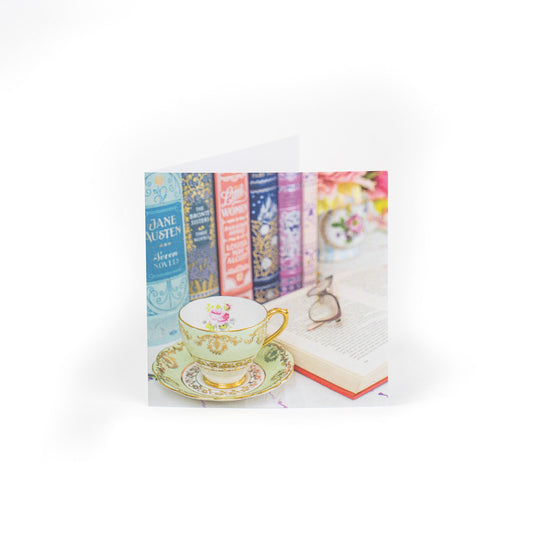 Notecards Teacup and Books